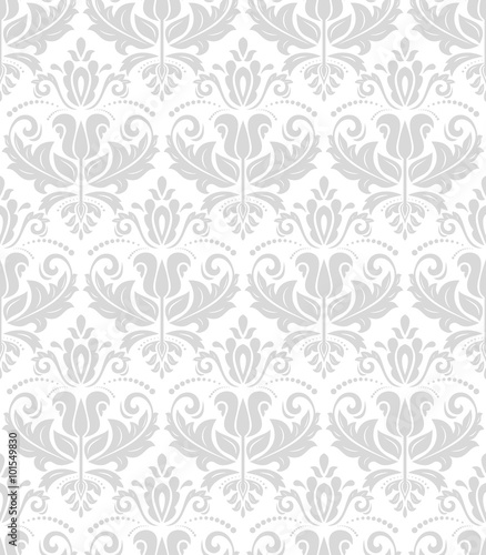 Oriental vector classic pattern. Seamless abstract background. Light silver wallpaper