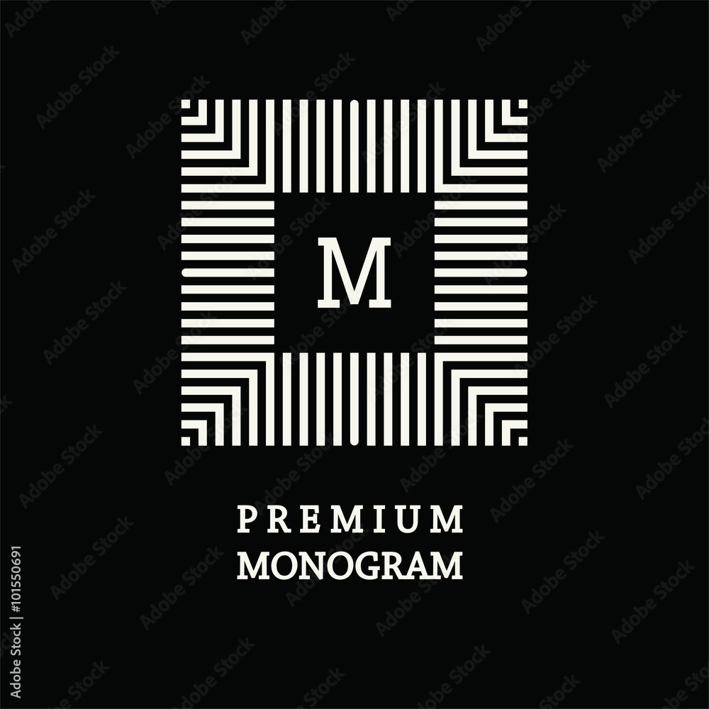 Modern monogram, emblem, logo. Square of the parallel stripes. Modern monogram, emblem, logo. Square of the parallel stripes.