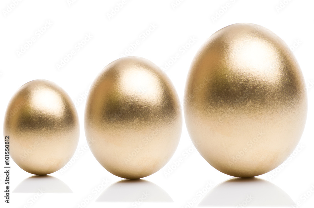 Golden eggs from isolated on a white background. Golden eggs from isolated on a white background.