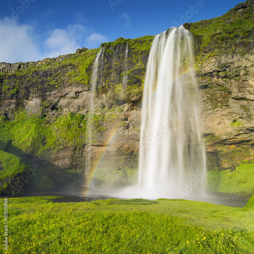 waterfall and rainbow in Iceland