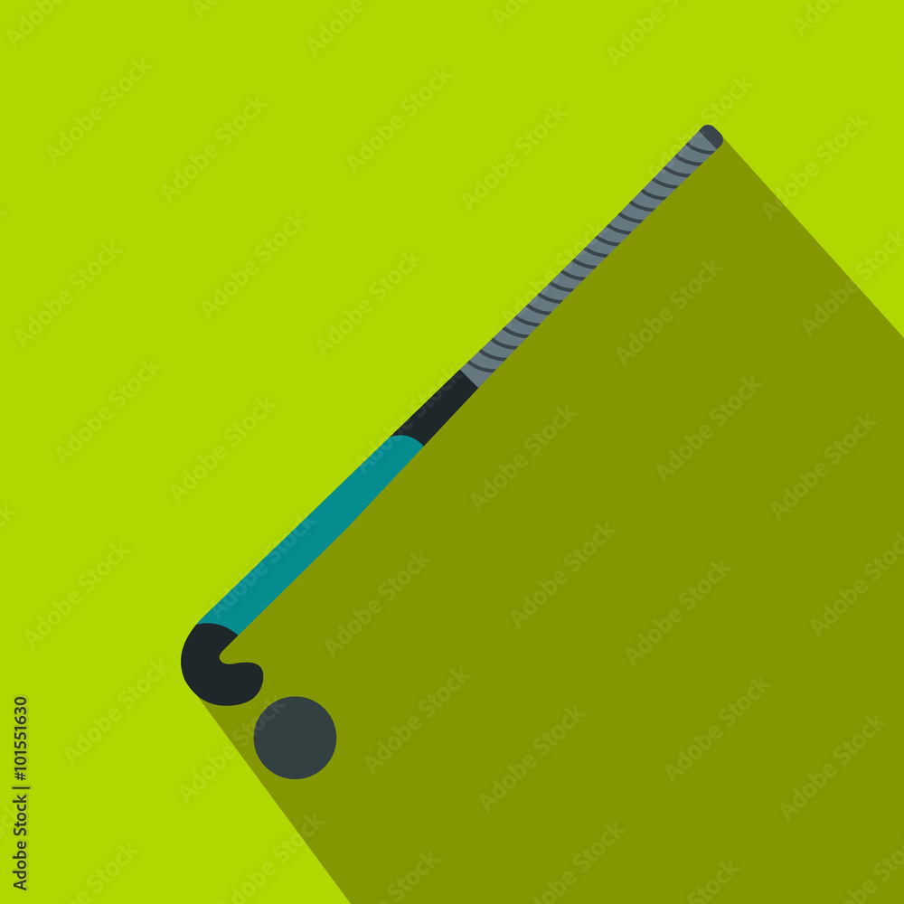 Stick for field hockey and ball flat icon Stick for field hockey and ball flat icon