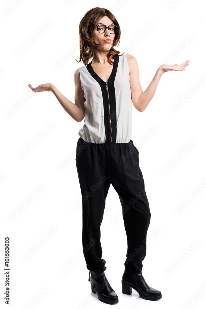 Brunette woman making unimportant gesture Brunette woman making unimportant gesture