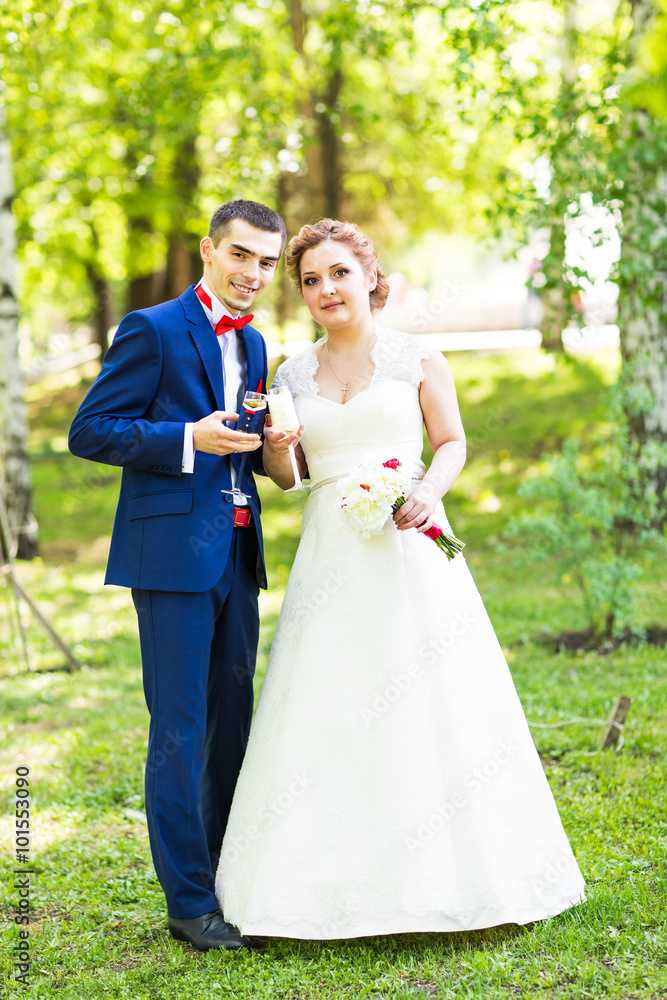 wedding couple in spring nature 