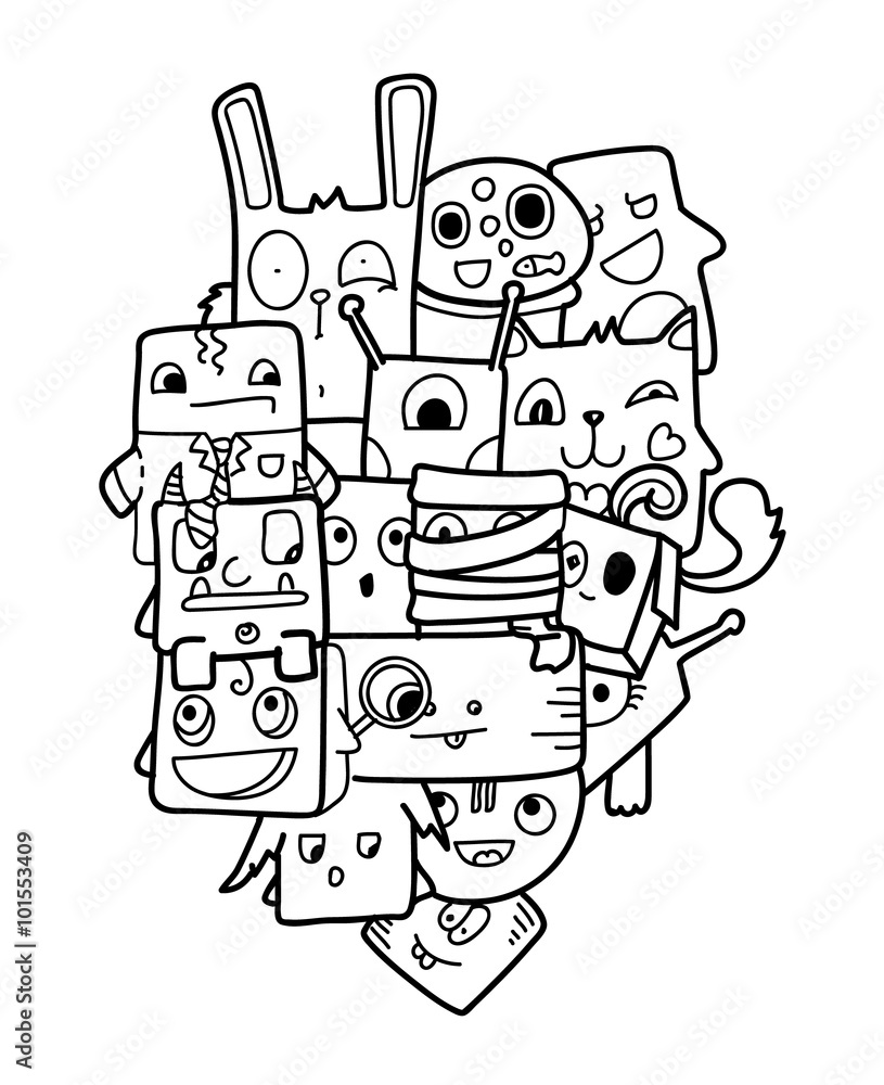 Foto Funny doodle vector illustration