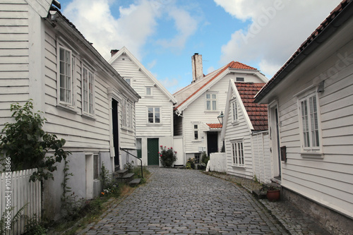 Decorated streets in the old town in Stavanger, Norway © nastyakamysheva