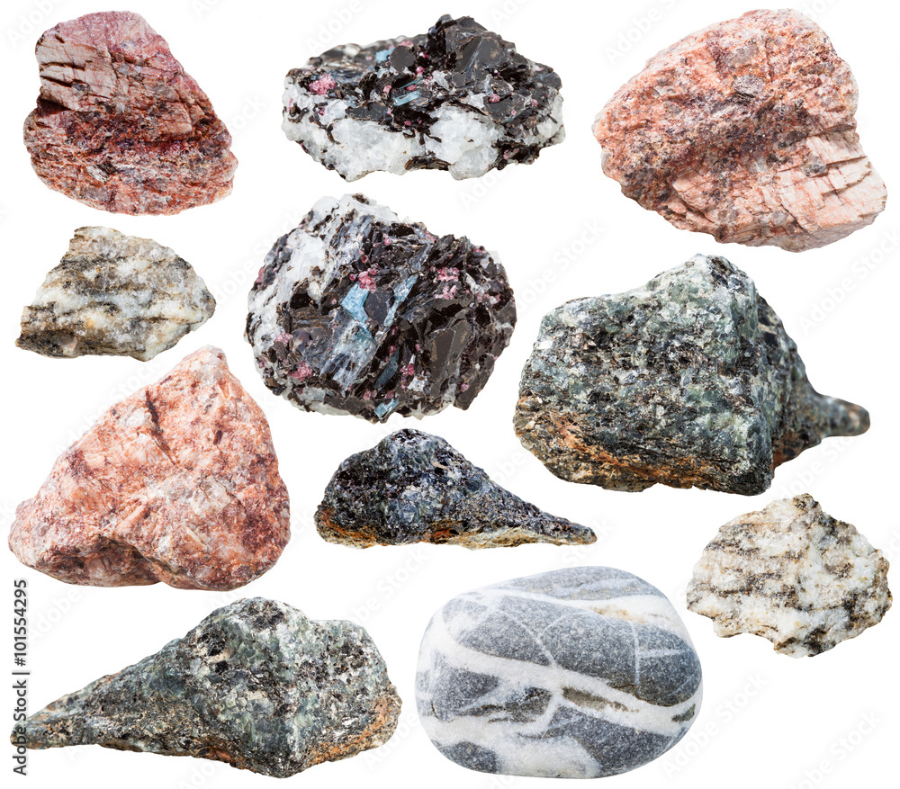 Εκτύπωση καμβά various gneiss mineral stones and rocks isolated