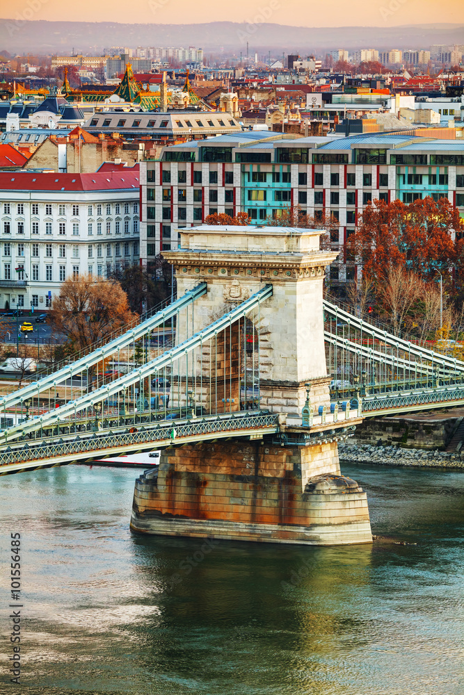 Szechenyi Chain Bridge in Budapest, Hungary