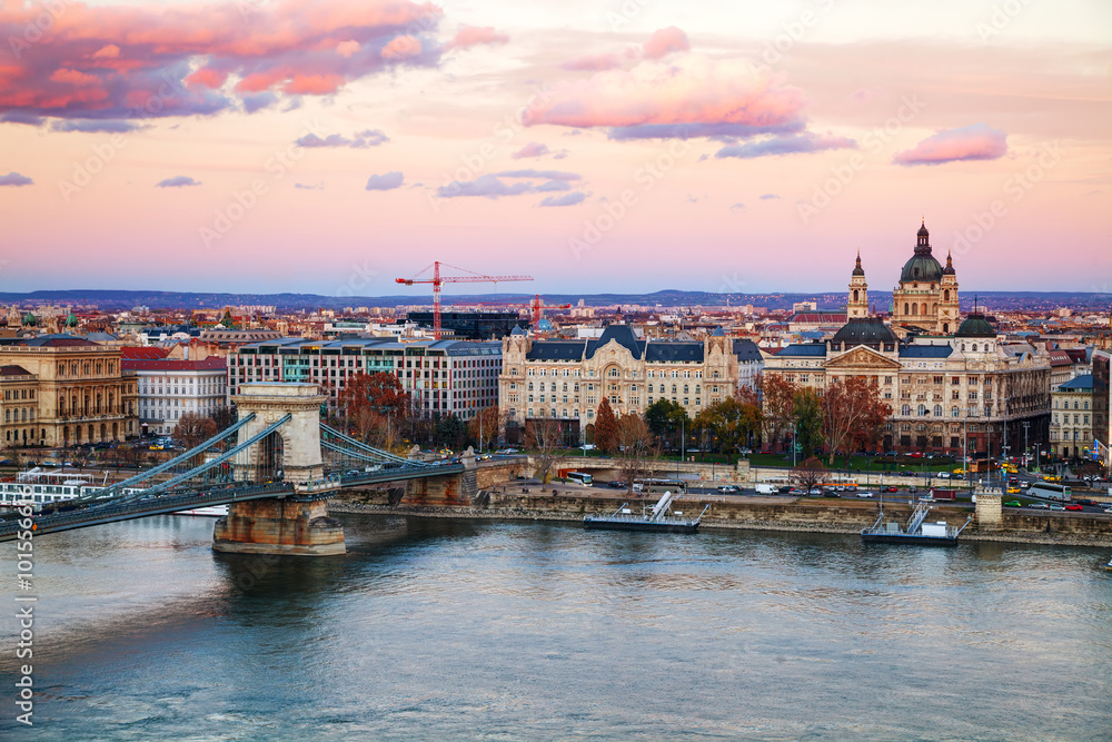 Overview of Budapest with St Stephen (St Istvan) Basilica