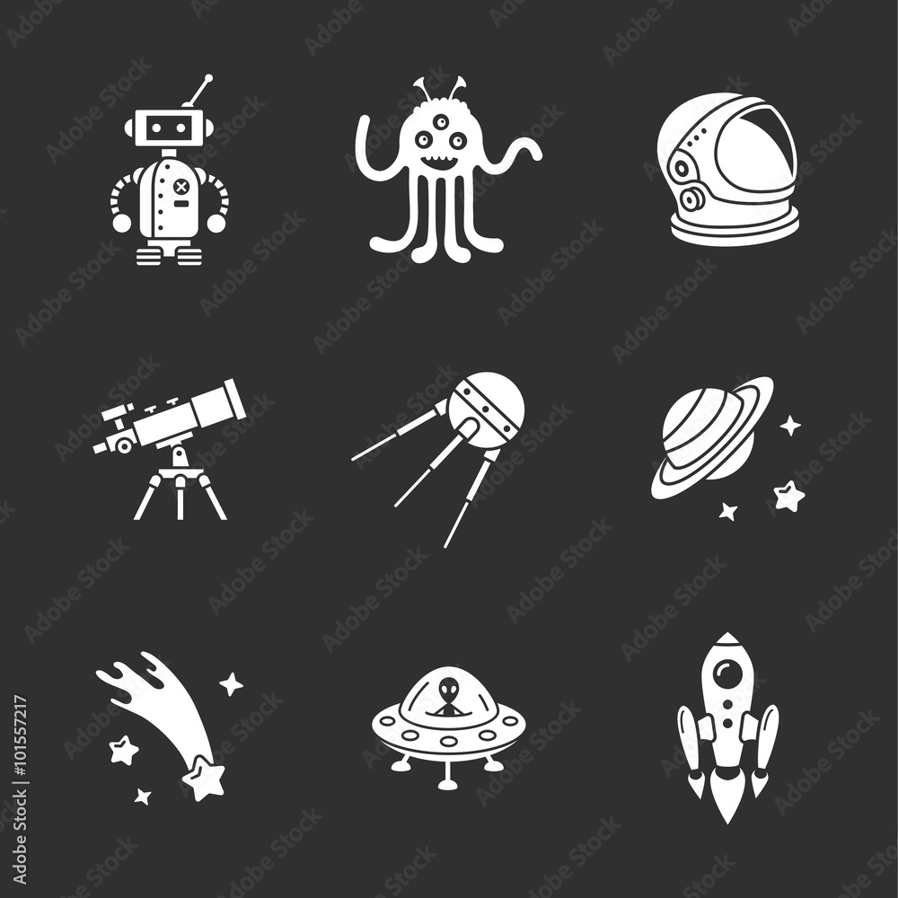 nine stylish space icons nine stylish space icons