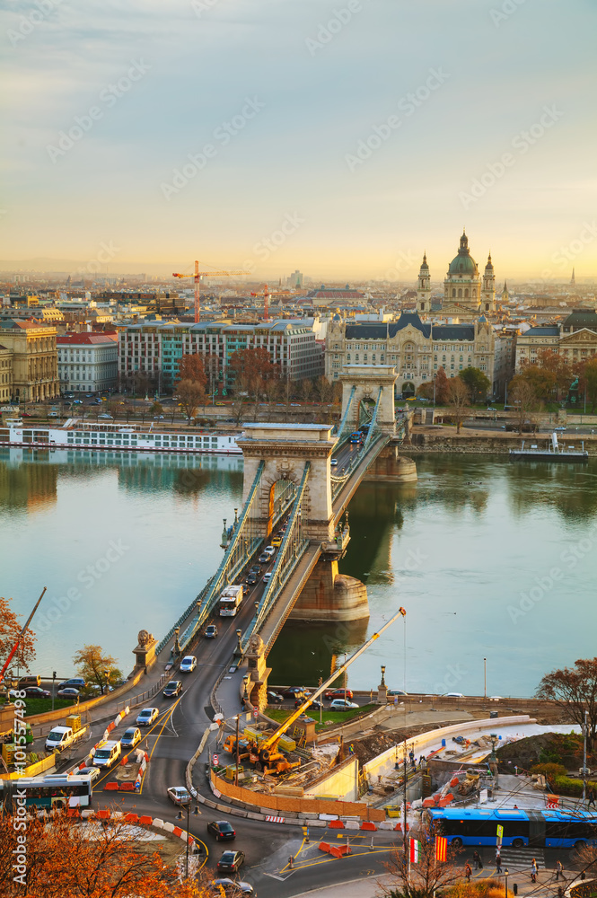 Overview of Budapest at sunrise
