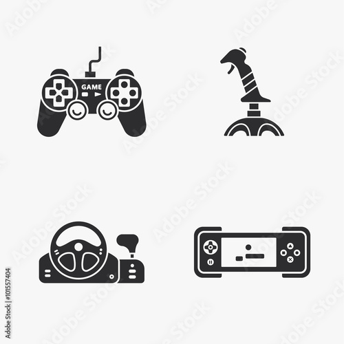 four flat game icons 