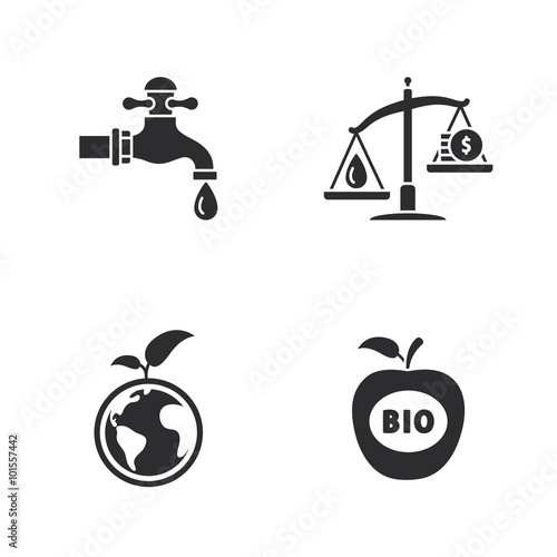 four flat eco icons 