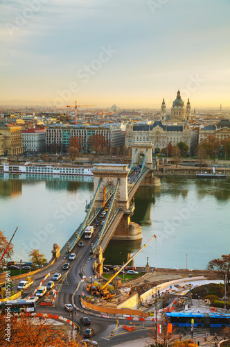 Obraz na płótnie Overview of Budapest at sunrise w salonie