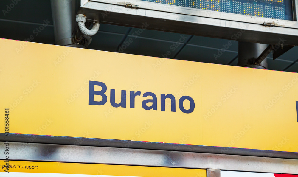 Burano sign at the vaporetto stop