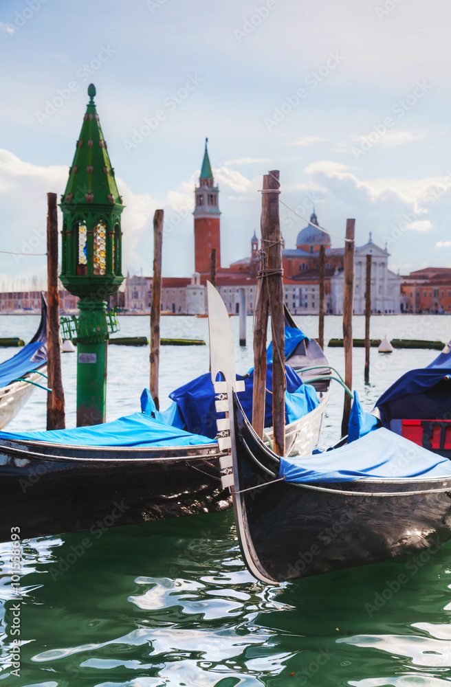 Gondolas floating in the Grand Canal