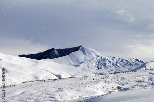 Ski resort in gray day photo