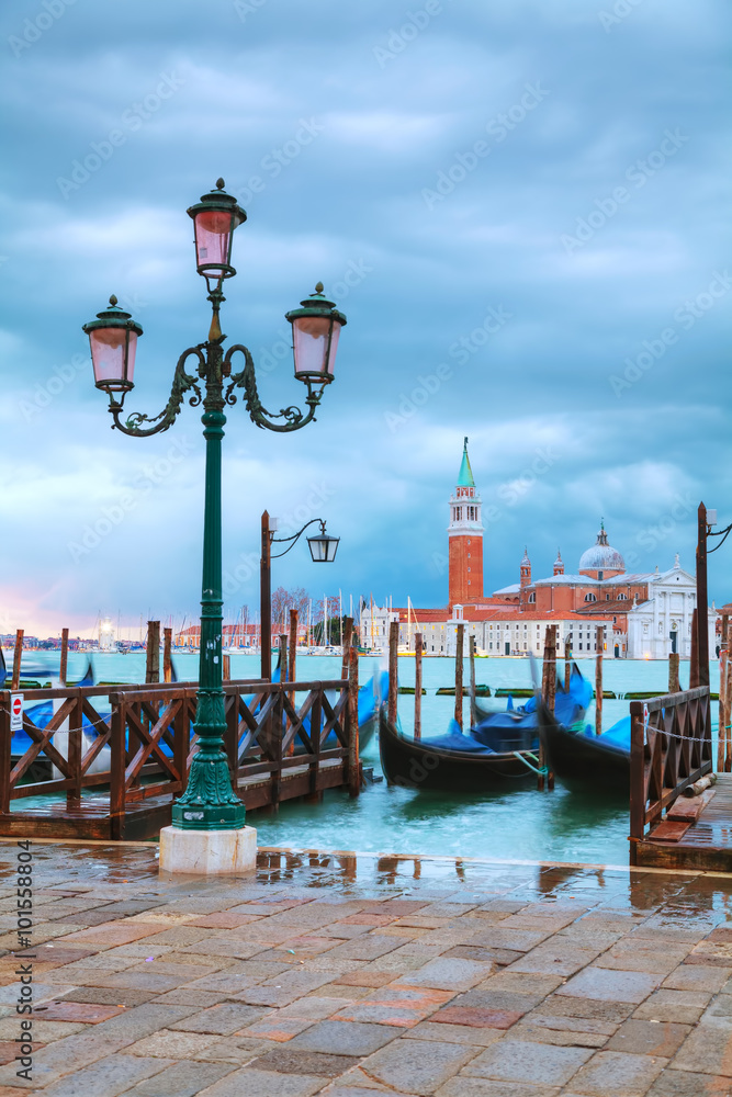 Gondolas floating in the Grand Canal