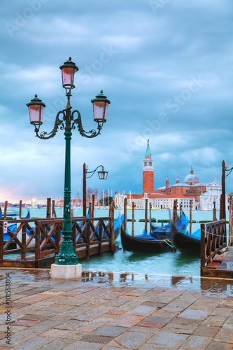 Gondolas floating in the Grand Canal