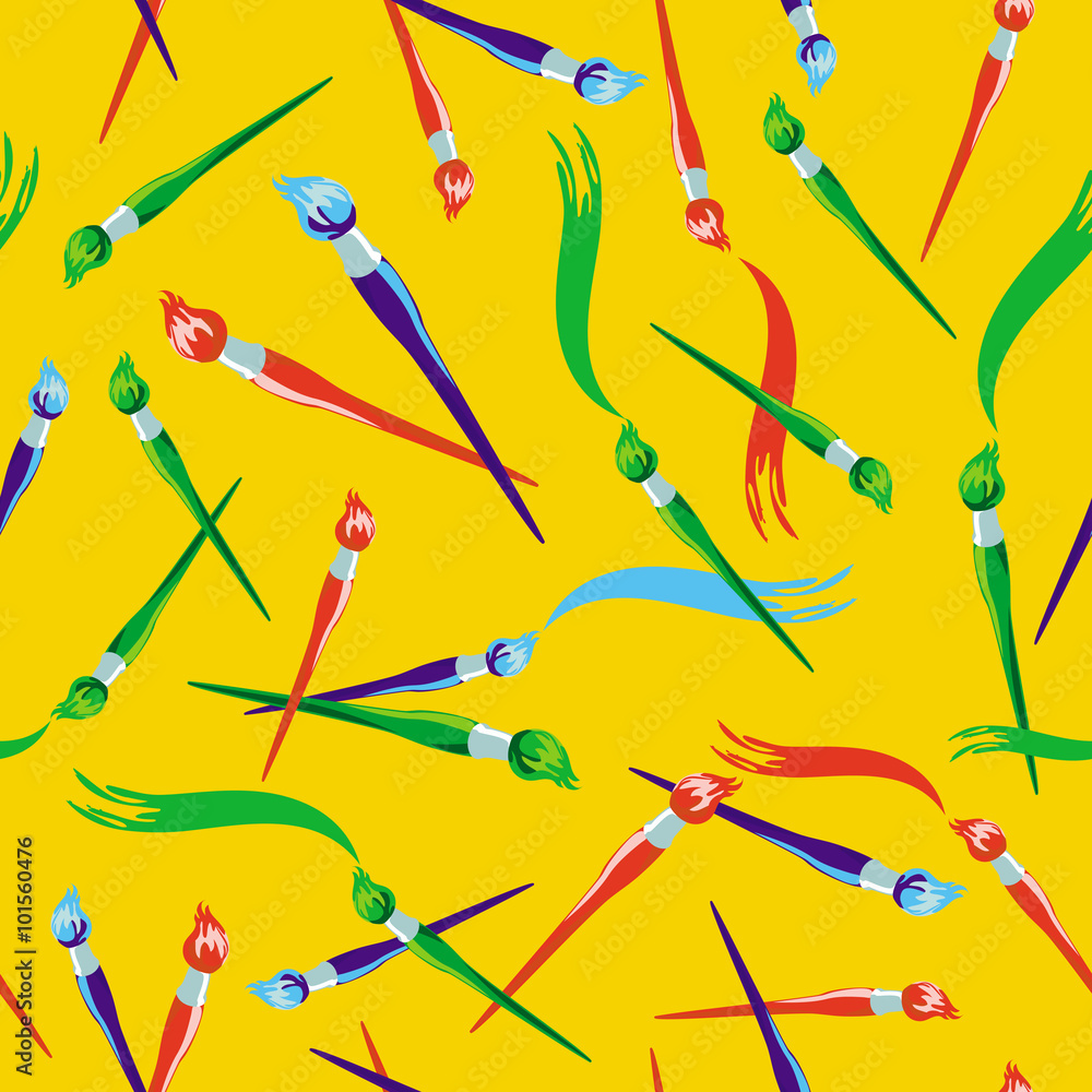 Paintbrushes and paint strokes seamless pattern Paintbrushes and paint strokes seamless pattern