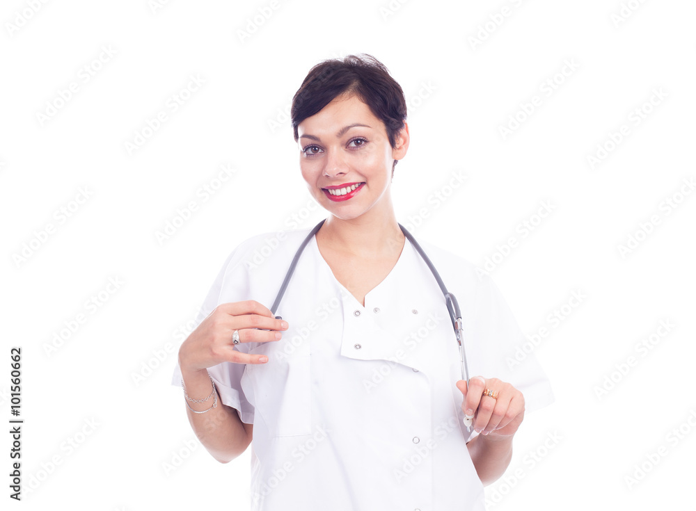 Portrait of beautiful laughing female doctor Portrait of beautiful laughing female doctor