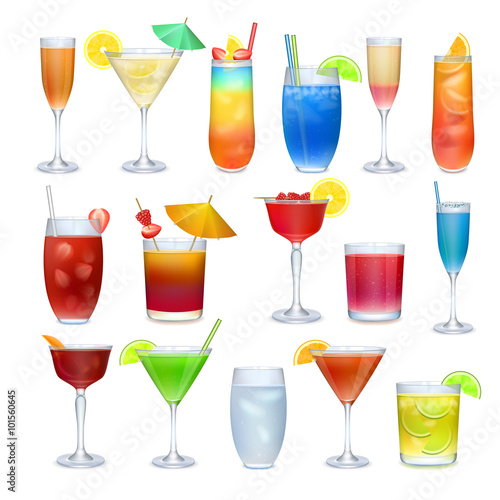 Alcohol coctails and other drinks set photo