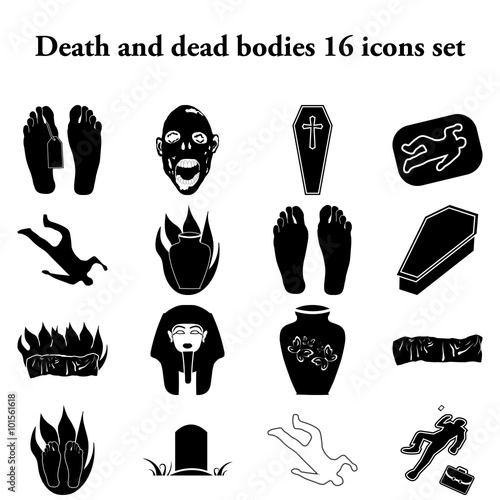 Death and dead bodies 25 simple icons set