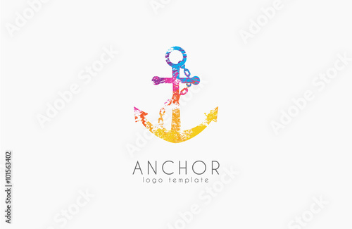 Anchor logo. Rainbow logo. Company logo. Colorful anchor