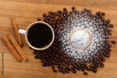 Sweet muffin and coffee. Ov...