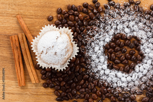 Coffee cupcake, coffee bean...