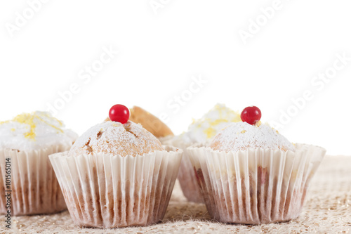 Group of tasty muffins isol...