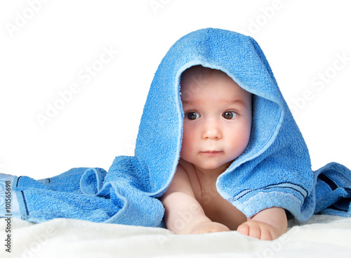 Cute baby in a towel