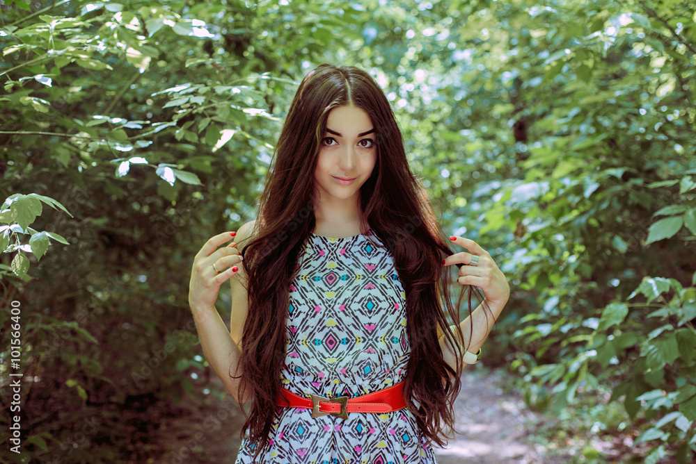 beautiful long hair brunette on the plein air beautiful long hair brunette on the plein air