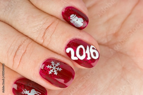 Finger nail with christmas pattern