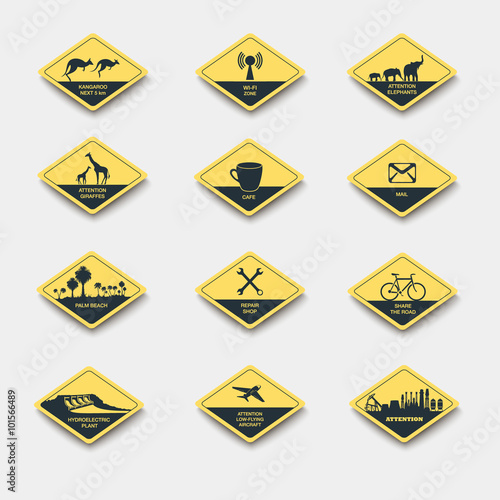 Free Download set of signs of attention, caution and danger - GFXLoad
