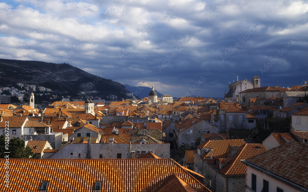 cityscape of Dubrovnik view from the city walls 
