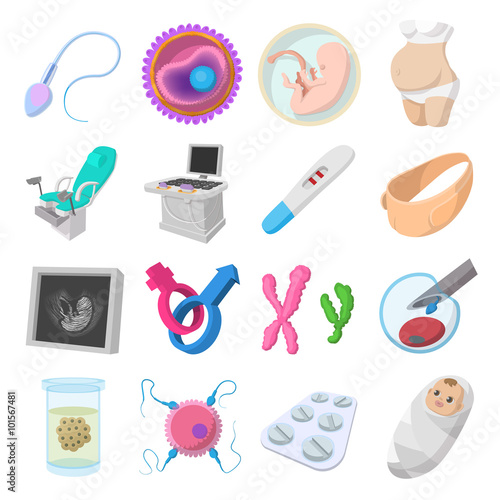 Pregnancy cartoon icons set