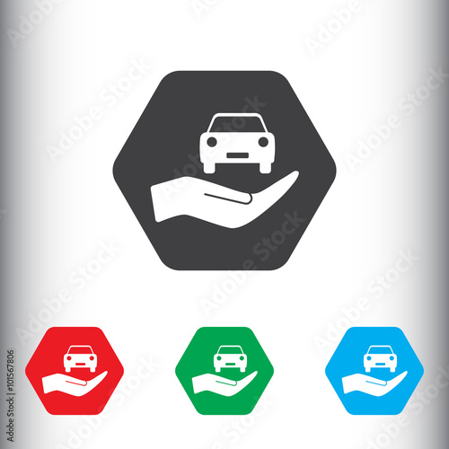 Car in hand icon