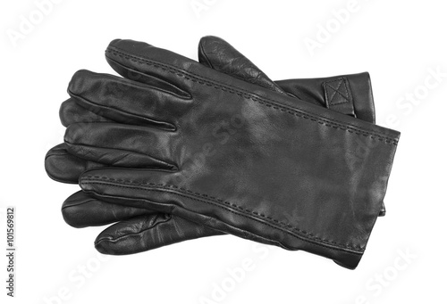 Men's black leather gloves