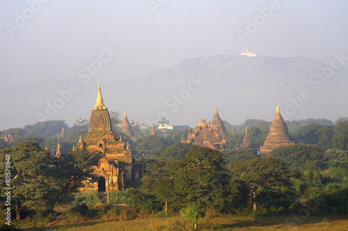 Temples of Bagan in early morning. Myanmar  Burma .