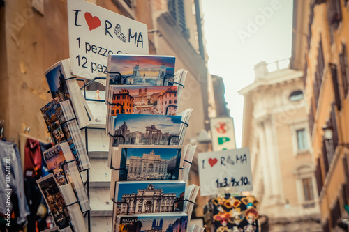 Postcard shop in Rome, Italy.