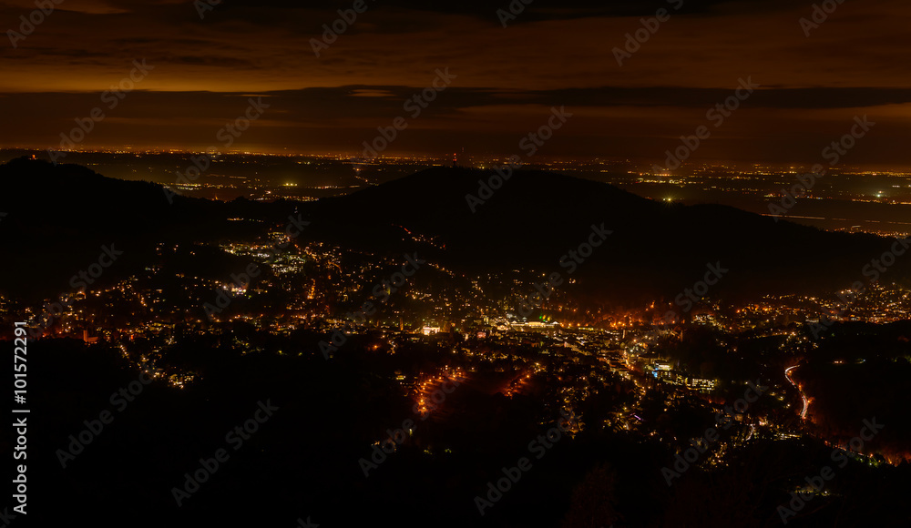 Aerial view of the Baden-Baden City skyline at sunset Aerial view of the Baden-Baden City skyline at sunset