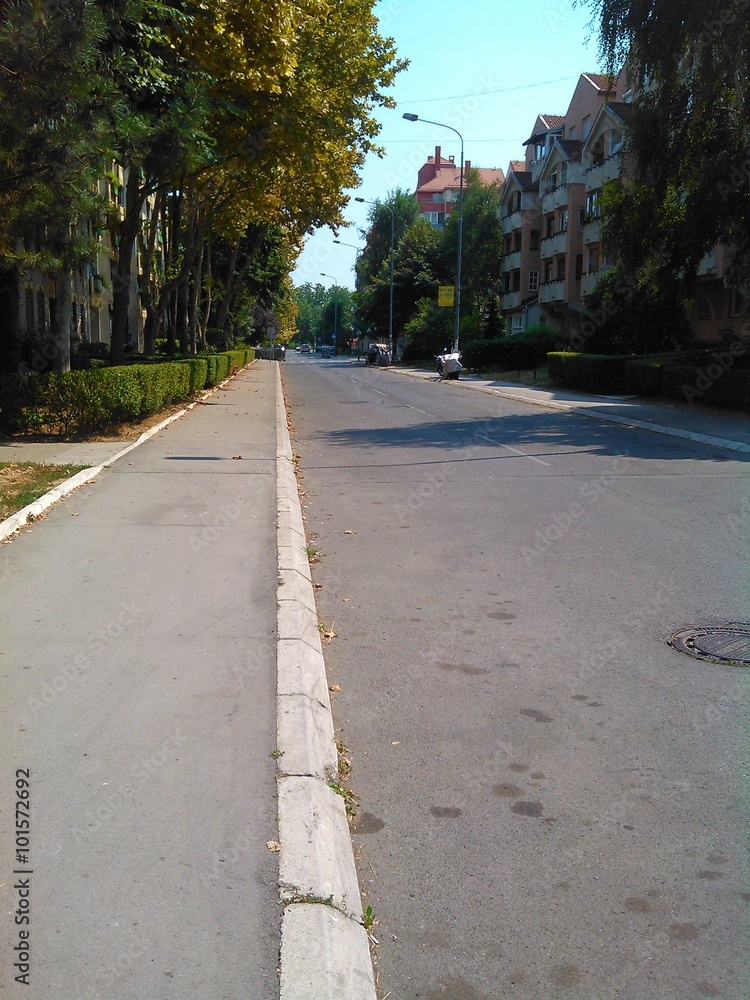Empty street in the residential area Empty street in the residential area