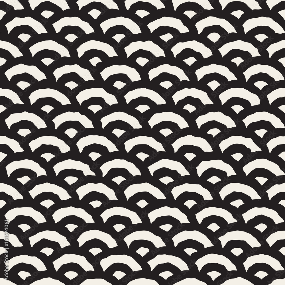 Vector Seamless Black And White Hand Painted Line Geometric Circular Oriental Pattern Vector Seamless Black And White Hand Painted Line Geometric Circular Oriental Pattern