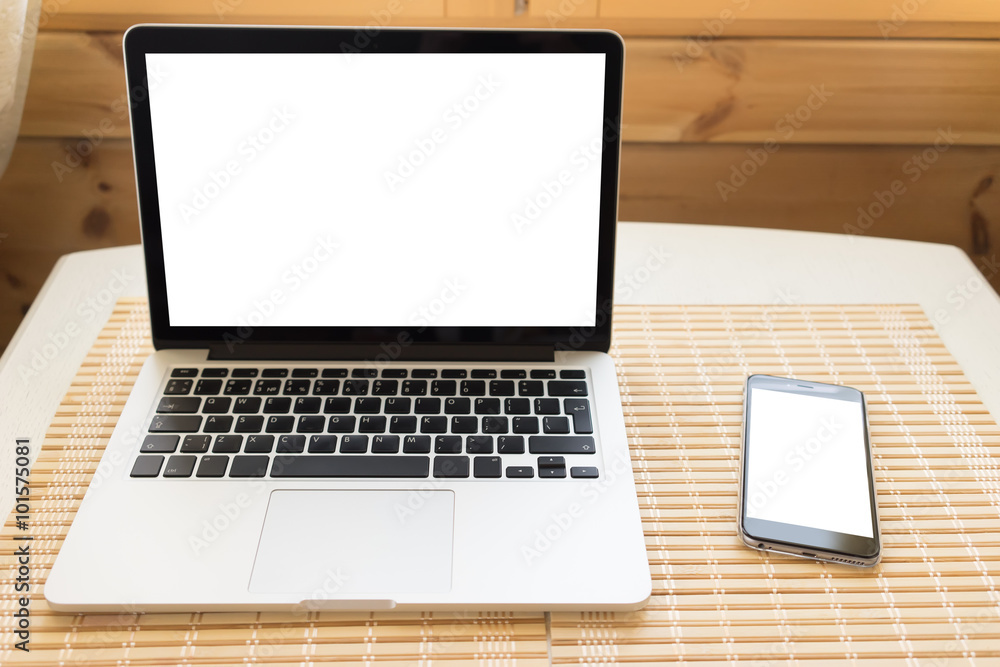 The laptop on the table The laptop on the table