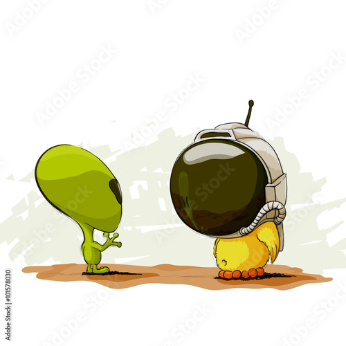 Space meeting with alien