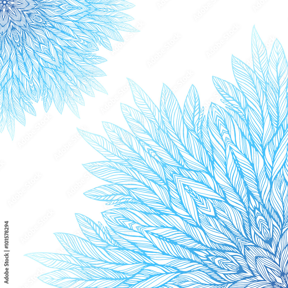 Fotografie two blue mandala, a circular pattern on a white background, vector illustration