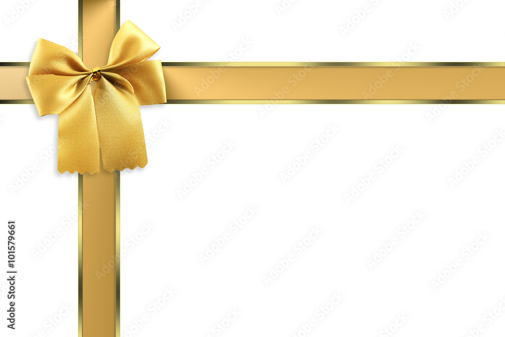 Beautiful red ribbon with gold bow isolated white background. Beautiful red ribbon with gold bow isolated white background.