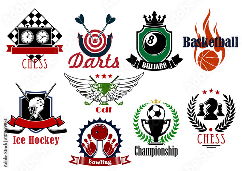 Various sports heraldic symbols and icons