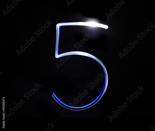 Wallpaper Mural Five blue light digit hand writing over black background. Torontodigital.ca