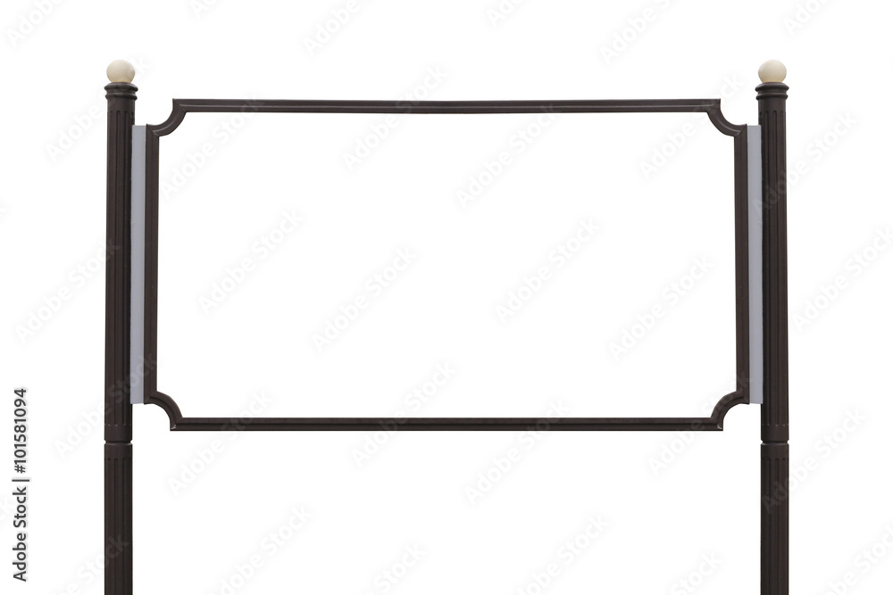Large Billboard wooden sign post isolated white background. Large Billboard wooden sign post isolated white background.